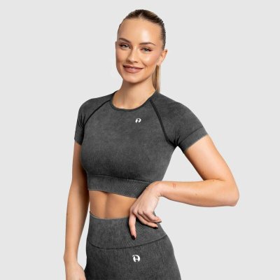 Dámský crop top Iron Aesthetics Faded washed black – Sleviste.cz