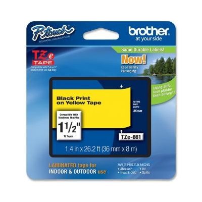 Brother originální páska do tiskárny štítků, Brother, TZE-661, černý tisk/žlutý podklad, laminovaná, 8m, 36mm – Zboží Živě