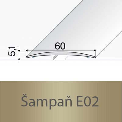 Profil Team Přechodový profil stříbro E01 1 m 60mm – Zboží Mobilmania