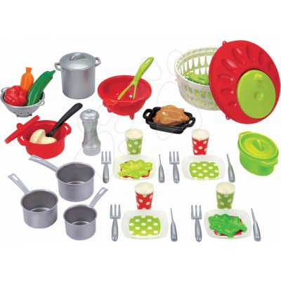 Écoiffier 100 % Chef 2621 jídelní souprava zeleno-červeno-stříbrná – Zboží Mobilmania