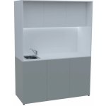 KUCH - CUBE PLUS 3 kuchyňka, vybavení - dřez + baterie, 2000x1480x600 mm, LED osvětlení, dvířka, šedá/bílá – Sleviste.cz