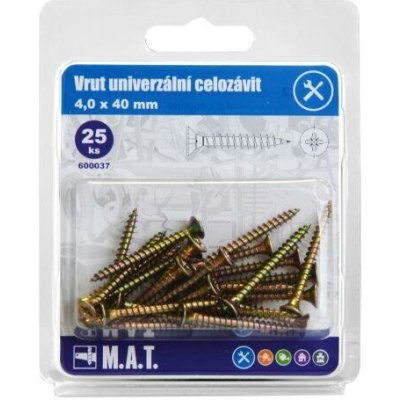 M.A.T. GROUP vrut un.celozávit 4,0x 40mm ZZ (25ks) MAT600037 – Hledejceny.cz