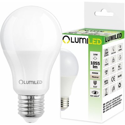 Lumiled LED žárovka LED E27 A60 10W = 75W 1055lm 4000K Neutrální bílá 260° – Zboží Živě
