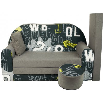 FIMEX Rozkládací dětská pohovka s bobkem a polštářkem Písmena – Hledejceny.cz