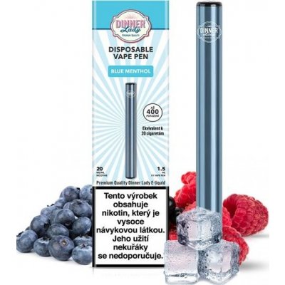 Dinner Lady Vape Pen elektronická cigareta Blue Menthol 20mg (mentol)