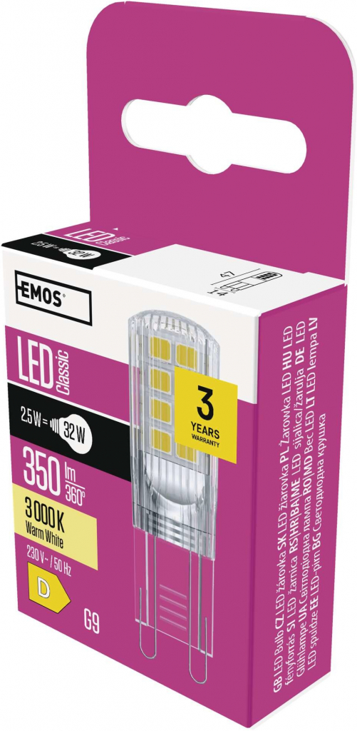 Emos LED žárovka Classic JC G9 2,5 W 32 W 350 lm teplá bílá