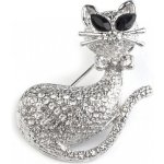 Fashion Jewelry brož kočka s kamínky 106238