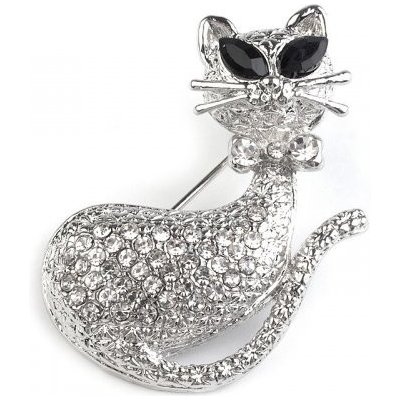 Fashion Jewelry brož kočka s kamínky 106238 – Zboží Mobilmania