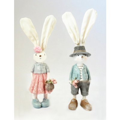 Zajíček s látkovýma ušima 29 cm modrý kabátek kluk – Zboží Dáma