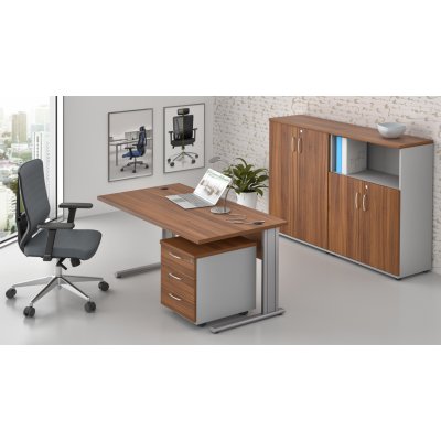 NABYTEK-DESIGNOVY.CZ - ZEP 1.6 19 Sestava kancelářského nábytku Komfort 1.6 ořech/šedá – Zboží Dáma