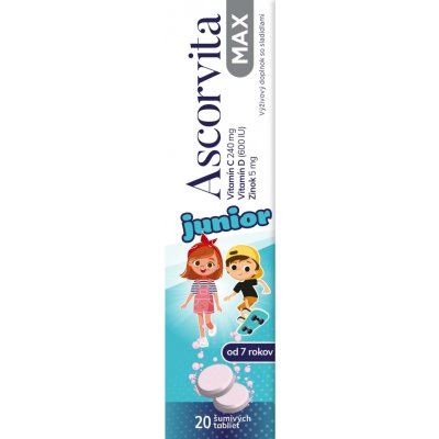 Ascorvita Max Junior vitamín C, D a zinek 20 ks – Hledejceny.cz