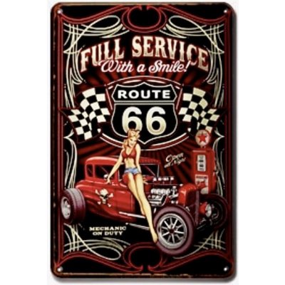 Cedule plechová dekorativní Route 66 "Full service"