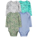 CARTER'S Body dlouhý rukáv Blue Gray Animal kluk 4ks – Zboží Dáma