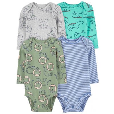 CARTER'S Body dlouhý rukáv Blue Gray Animal kluk 4ks – Zboží Dáma