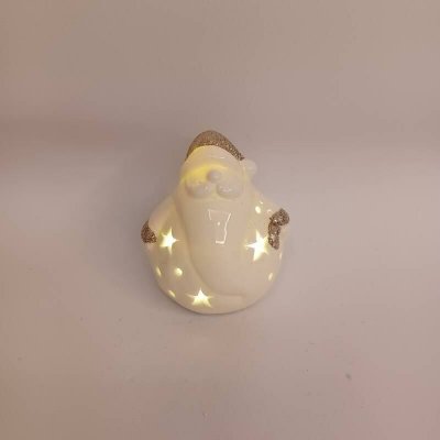 DECOLED Keramický santa, 7,6 x 7 x 7,8 cm, teple bílá, 2xLR44 – Hledejceny.cz