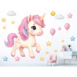 Nalepte.cz Roztomilý jednorožec samolepky na zeď arch 94 x 100 cm – Sleviste.cz