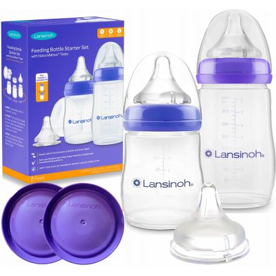 Lansinoh Startovací set kojeneckých lahví 1 ks 160 ml + 1 ks 240 ml + dudlíky NaturalWave 3 ks S + M + F – Zboží Dáma