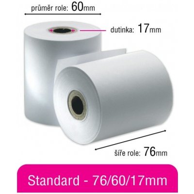 Pokladní kotouček papírový standard 76/60/17mm – Zboží Živě
