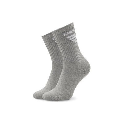 Emporio Armani Sada 2 párů dámských vysokých ponožek 292303 2F258 00047 Melange Pale Grey