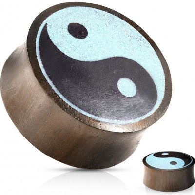 Šperky4U sono wood plug do ucha jing-jang PL01276-16