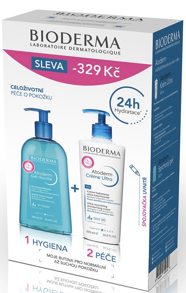 Bioderma Atoderm krém Ultra 500 ml + Sprchový gel 500 ml