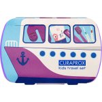 CURAPROX Kids travel set fialový 1x zubní kartáček, 2x mezizubní kartáček CPS, 1x zubní pasta meloun 6+ 10 ml, 1x nálepka – Zboží Mobilmania