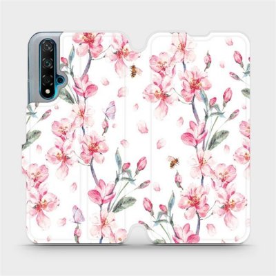 Pouzdro Mobiwear parádní flip Huawei Nova 5T - M124S Růžové květy – Zboží Mobilmania
