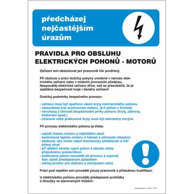 Značka Pravidla pro obsluhu elektrických pohonů (motorů) – Zboží Mobilmania