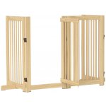 Pawhut Zábrana pro psy čtyřdílná dřevěná skládací 55-220 x 91 cm světlé dřevo – Zboží Mobilmania