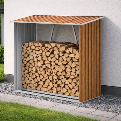 BestBerg BBSH-F002W / 1,8 m²/ 217 x 83 x 154 cm / dekor dřeva/hnědá – Zboží Mobilmania
