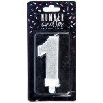 PartyDeco Narozeninová svíčka stříbrná č. 1 – Hledejceny.cz