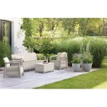 Keter Scandi set třísedadlová pohovka + 2 křesla + úložný stůl béžovo šedý – Zboží Dáma