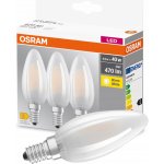 Osram Sada LED žárovek svíčka, 4 W, 470 lm, teplá bílá, E14, 3 ks LED BASE CL B GL FR 40 NON-DIM 4W – Hledejceny.cz