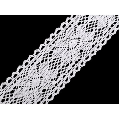 Bavlněná krajka / vsadka paličkovaná šíře 55 mm bílá 13.5m – Zboží Dáma