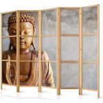 Fabulo Dřevěný paraván 5-dílný - Buddha 172 x 225 cm | potisk na jedné straně paravánu – Zboží Dáma
