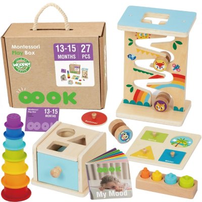 Woopie green montessori box 6 v 1 dřevěný vzdělávací set pro děti 13 – 15 měsíců – Hledejceny.cz