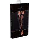 Noir Handmade F243 Tulle Stockings with Patterned Flock Embroidery
