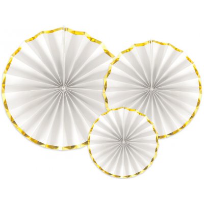 Party Deco Dekorační rozety bílo-zlaté 23 až 40 cm – Zboží Mobilmania