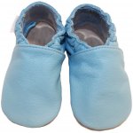 Babice kožené capáčky s koženou podrážkou tyrkysové modré – Zboží Mobilmania