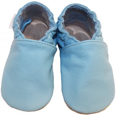 Babice kožené capáčky s koženou podrážkou tyrkysové modré – Zboží Mobilmania