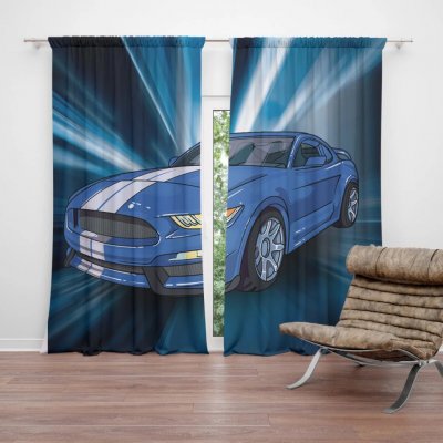 Sablio Závěs Mustang Modré pozadí: 2ks 140x250cm – Hledejceny.cz