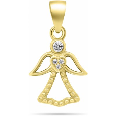 Brilio Silver pozlacený přívěsek se zirkony Anděl PT121Y – Sleviste.cz