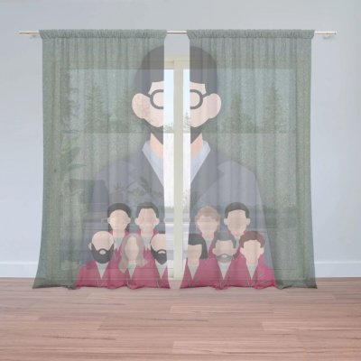 Sablio Záclony Money heist Profesor a jeho tým Zelená: 2ks 150x250cm – Hledejceny.cz