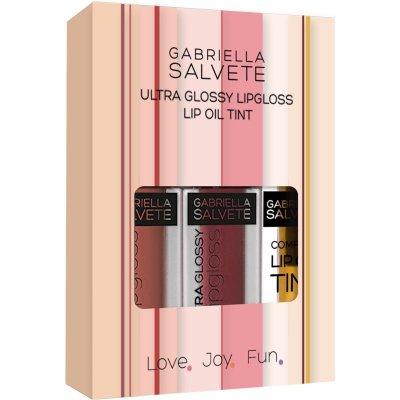 Gabriella Salvete Ultra Glossy Lipgloss & Lip Oil lesk na rty Ultra Glossy Lipgloss 4 ml 04 + lesk na rty Ultra Glossy Lipgloss 4 ml 05 + olej na rty Lip Oil Tint 2,7 ml 02 dárková sada – Zboží Mobilmania