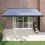 zahrada-XL Zatahovací markýza modrá a bílá 4 x 3 m textil a hliník – HobbyKompas.cz