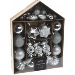 Home Styling Collection Sada ozdobných koulí v různých tvarech, 32 ks, stříbrná stříbrná – Zboží Mobilmania