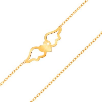 Šperky eshop zlatý řetízek z oválných oček srdíčko s andělskými křídly S2GG159.20
