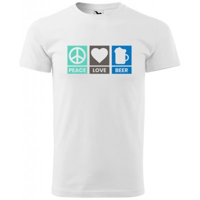 Dobrý Triko pánské tričko Peace Love beer Bílá – Hledejceny.cz