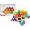 Dřevěná hračka Lean Toys vzdělávací ježek +10 barevných kuželů