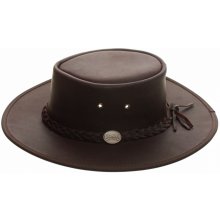 Pánský kožený klobouk Barmah Hats hnědý broušený